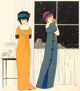 Two empire line evening dresses, from 